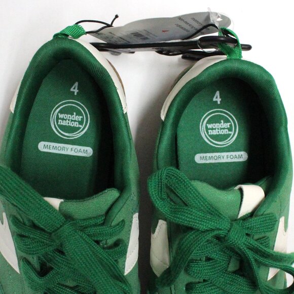 Wonder Nation Boy's Green & White Lace Up Non Marking Sneaker Tennis Shoes - Picture 3 of 13